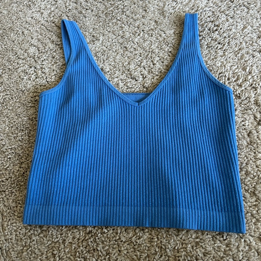 FP Movement by Free People Blue Ribbed Tank Top